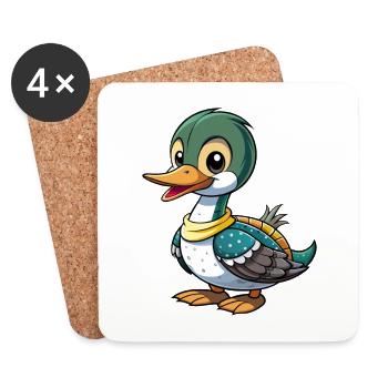 Gewöhnlicher Loon Niedliche Zeichentrickfigur Kawaii Clipart - Untersetzer (4er-Set) - Weiß - Vorne