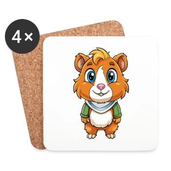 Cochon d’Inde Mignon Personnage De Dessin Animé Kawaii Clipart - Dessous de verre (lot de 4) - blanc - Devant
