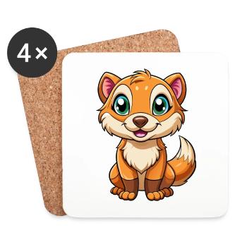 Ferret Cute Cartoon Character Kawaii Clipart - Coasters (set of 4) - white - Front