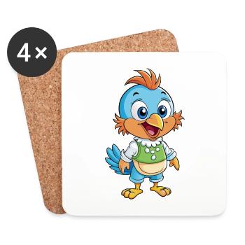 Coucou Mignon Personnage De Dessin Animé Kawaii Clipart - Dessous de verre (lot de 4) - blanc - Devant