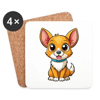 Chihuahua Dog Cartoon Character Kawaii Clipart - Coasters (set of 4) - white - Front