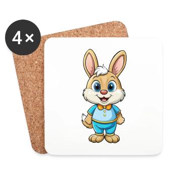 Hase Niedliche Cartoon Figur Kawaii Clipart - Untersetzer (4er-Set) - Weiß - Vorne