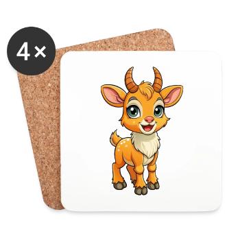 Antilope Niedliche Zeichentrickfigur Kawaii Clipart - Untersetzer (4er-Set) - Weiß - Vorne