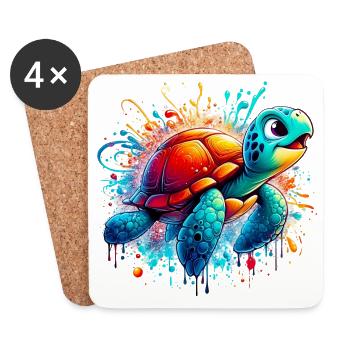 Tortue - Dessous de verre (lot de 4) - blanc - Devant