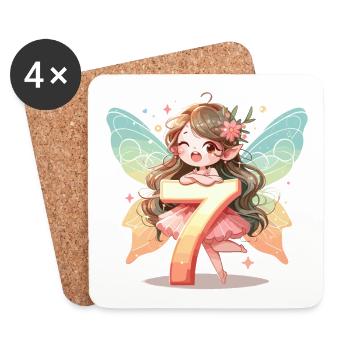 7 ans fée elfe cadeau d’anniversaire - Dessous de verre (lot de 4) - blanc - Devant