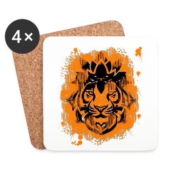 Lotus Tiger India Color - Coasters (set of 4) - white - Front