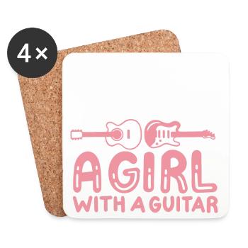 Gitarristin Gitarre - Untersetzer (4er-Set) - Weiß - Vorne