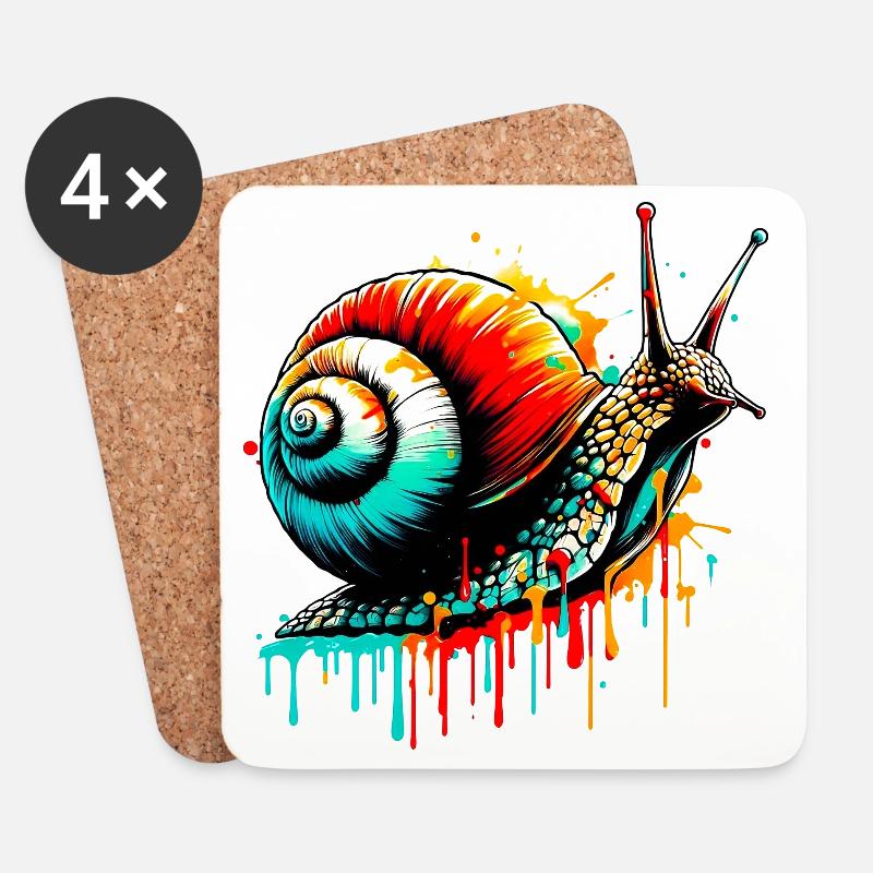 Schnecke - Untersetzer (4er-Set) - Weiß