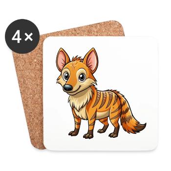 Aardwolf Mignon Personnage De Dessin Animé Kawaii Clipart - Dessous de verre (lot de 4) - blanc - Devant