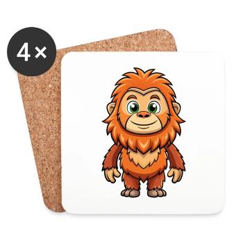 BigFoot Mignon Personnage De Dessin Animé Kawaii Clipart - Dessous de verre (lot de 4) - blanc - Devant