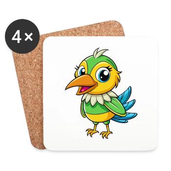 Bee Eater Cute Cartoon Character Kawaii Clipart - Coasters (set of 4) - white - Front