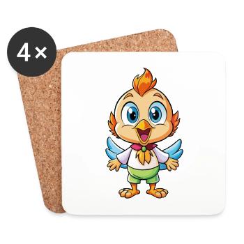 Skylark Mignon Personnage De Dessin Animé Kawaii Clipart - Dessous de verre (lot de 4) - blanc - Devant