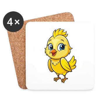 Canari Mignon Dessin Animé Personnage Kawaii Clipart - Dessous de verre (lot de 4) - blanc - Devant