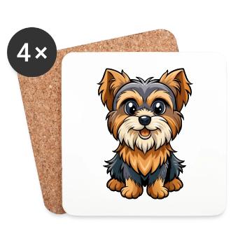 Affenpinscher chien mignon personnage de dessin animé Kawaii - Dessous de verre (lot de 4) - blanc - Devant