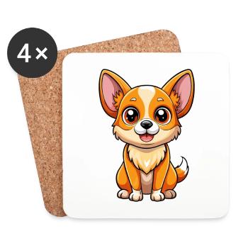 Chihuahua Dog Cartoon Character Kawaii Clipart - Coasters (set of 4) - white - Front