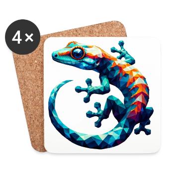 Gecko polygonal - Dessous de verre (lot de 4) - blanc - Devant