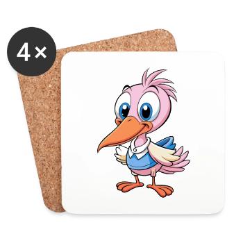 Spatule mignon personnage de dessin animé Kawaii Clipart - Dessous de verre (lot de 4) - blanc - Devant