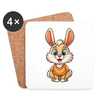 Lapin Mignon Personnage De Dessin Animé Kawaii Clipart - Dessous de verre (lot de 4) - blanc - Devant