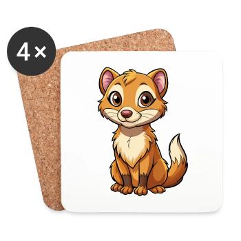 Ferret Cute Cartoon Character Kawaii Clipart - Coasters (set of 4) - white - Front