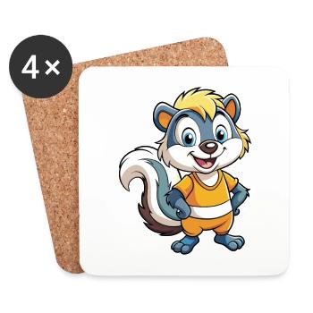 Skunk Niedliche Zeichentrickfigur Kawaii Clipart - Untersetzer (4er-Set) - Weiß - Vorne