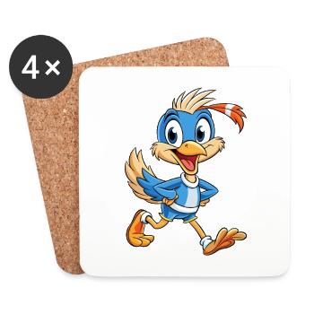 Roadrunner Cute Cartoon Character Kawaii Clipart - Coasters (set of 4) - white - Front