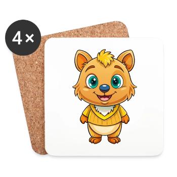 Quokka Cute Cartoon Character Kawaii Clipart - Coasters (set of 4) - white - Front