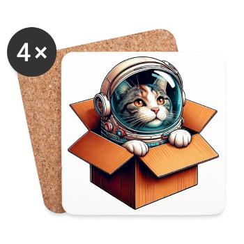 Astronaut Katze - Untersetzer (4er-Set) - Weiß - Vorne