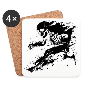 coureur squelette street art - Dessous de verre (lot de 4) - blanc - Devant
