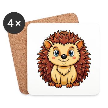 Igel Niedliche Zeichentrickfigur Kawaii Clipart - Untersetzer (4er-Set) - Weiß - Vorne