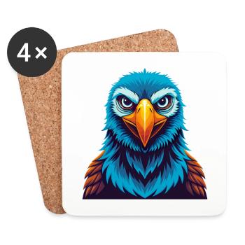 Albatross Colorful Kawaii Cartoon Character Pet - Coasters (set of 4) - white - Front