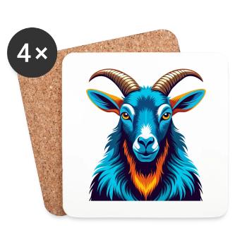 Alpine Goat Colorful Kawaii Cartoon Character Pet - Coasters (set of 4) - white - Front
