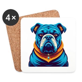 Bulldog coloré Kawaii Dessin animé Personnage Clipart - Dessous de verre (lot de 4) - blanc - Devant