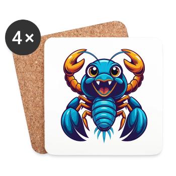 Craw coloré Kawaii Dessin animé Personnage Clipart - Dessous de verre (lot de 4) - blanc - Devant