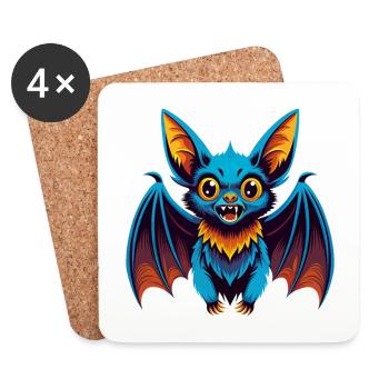 Chauve-souris coloré Kawaii dessin animé Personnage Clipart - Dessous de verre (lot de 4) - blanc - Devant