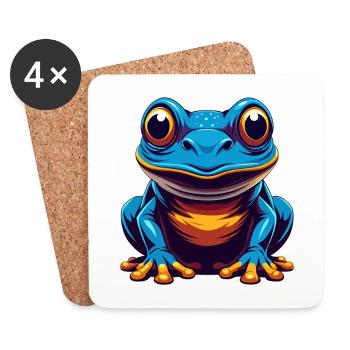 Frog Colorful Kawaii Cartoon Character Clipart - Coasters (set of 4) - white - Front