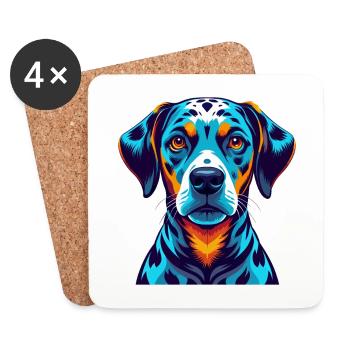 Dalmatian Dog Colorful Kawaii Cartoon Character - Coasters (set of 4) - white - Front