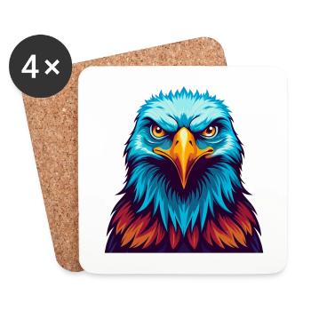Eagle Colorful Kawaii Cartoon Character Clipart - Coasters (set of 4) - white - Front