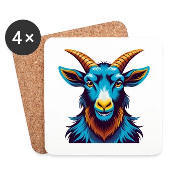 Goat Colorful Kawaii Cartoon Character Clipart - Coasters (set of 4) - white - Front