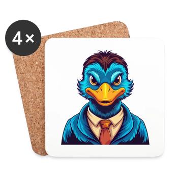 Duck Colorful Kawaii Cartoon Character Clipart - Coasters (set of 4) - white - Front
