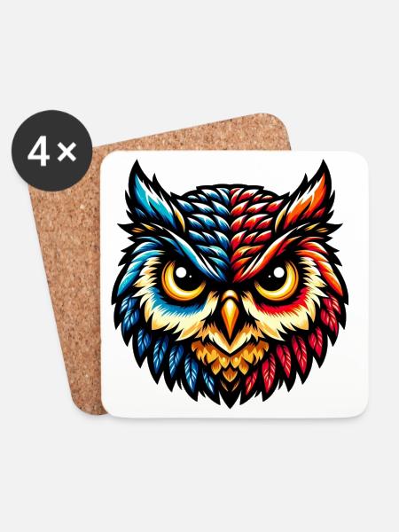 Eule - Untersetzer (4er-Set) - Weiß