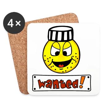 Wanted - Funny Emoticon Prisoner - Coasters (set of 4) - white - Front