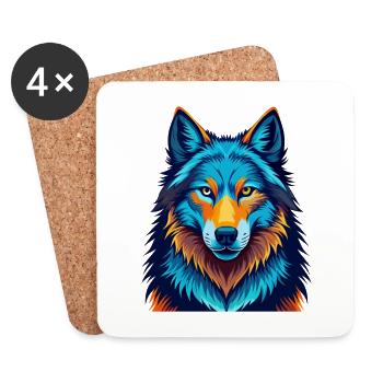Arctic Wolf Colorful Kawaii Cartoon Character Pet - Coasters (set of 4) - white - Front