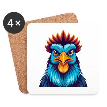 Chicken Colorful Kawaii Cartoon Character Clipart - Coasters (set of 4) - white - Front