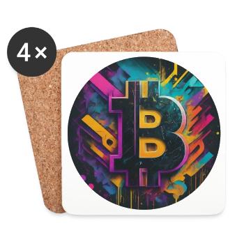 Explosion de couleurs du bitcoin - Dessous de verre (lot de 4) - blanc - Devant