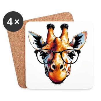 Giraffe mit Brille - Untersetzer (4er-Set) - Weiß - Vorne