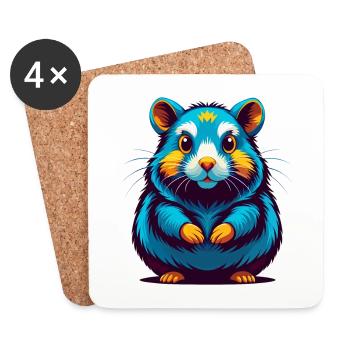 Hamster Colorful Kawaii Cartoon Character Clipart - Coasters (set of 4) - white - Front