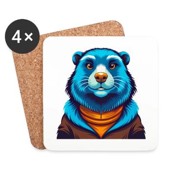 Marmot Colorful Kawaii Cartoon Character Clipart - Coasters (set of 4) - white - Front
