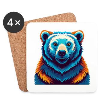 ours polaire coloré kawaii dessin animé personnage animal de compagnie - Dessous de verre (lot de 4) - blanc - Devant