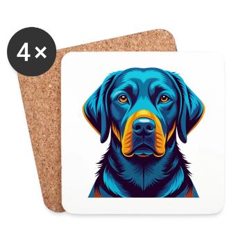 Labrador Retriever Chien Coloré Kawaii Dessin Animé Animal de compagnie - Dessous de verre (lot de 4) - blanc - Devant