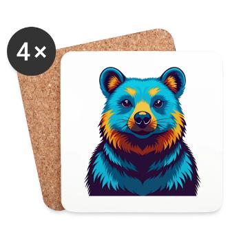 Quokka Colorful Kawaii Cartoon Character Clipart - Coasters (set of 4) - white - Front